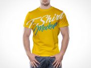 Men's Round Neck T-Shirt Front PSD Mockup