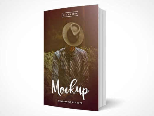 C-Format 5.5 x 8.5 Standing Paperback Softcover Book Front PSD Mockup