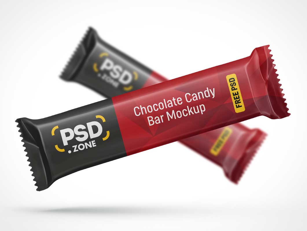 Chocolate Bar Candy Wrapper Packaging PSD Mockup