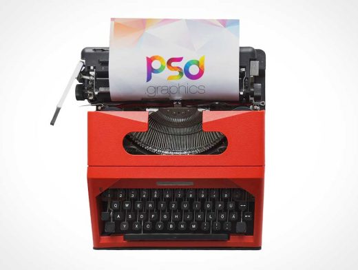 Vintage Office Typewriter & Sheet Paper PSD Mockup