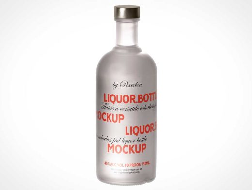750mL Vodka Glass Bottle & Twist Cap PSD Mockup