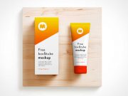 Cosmetics Cream Lotion Tube Packaging & Box PSD Mockup