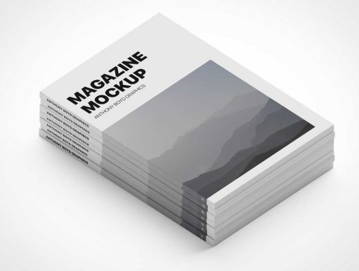Magazine Staked Pile Front Page Covers PSD Mockup
