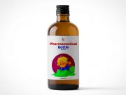 Pharmaceutical Bottle Children's Cough Medicin PSD Mockup