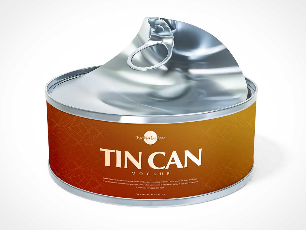 Round Tin Tuna Can PSD & Pull Tab Mockup