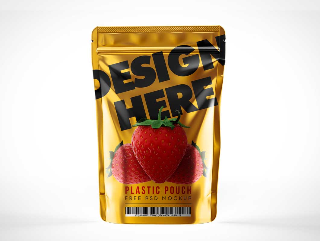 Ziplock Sealed Foil Snack Pouch Packaging PSD Mockup