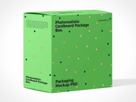 Cardboard Gift Box Package PSD Mockup