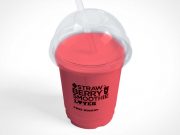 Clear Dome Plastic Smoothie Cup & Straw PSD Mockup