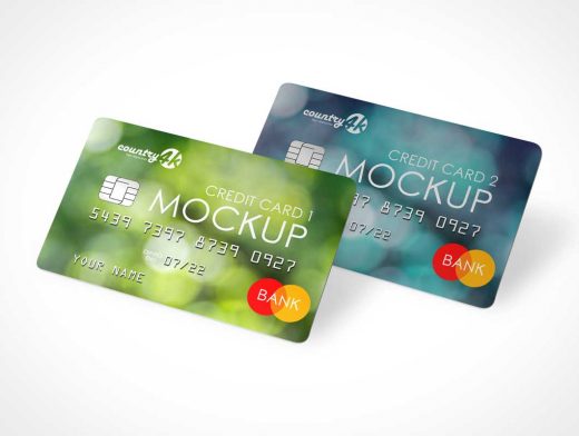 Embossed Credit Cards & Security RFID Chip PSD Mockup