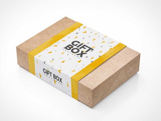 Gift Box Package Made of Recycled Paper PSD Mockup