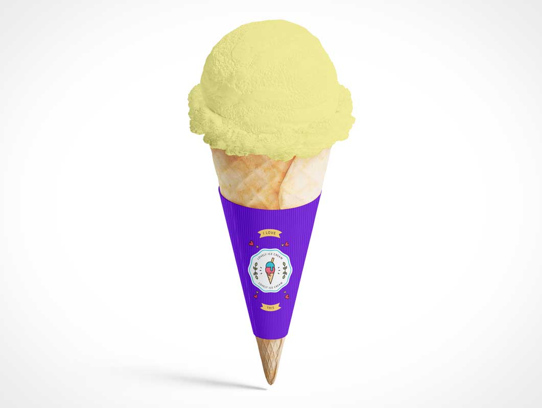Ice Cream Cone & Wrap Label PSD Mockup PSD Mockups