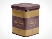 Metallic Tin Storage Box Packaging PSD Mockup
