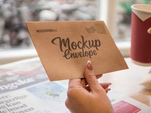 Recycled Paper Envelope in Hand PSD Mockup