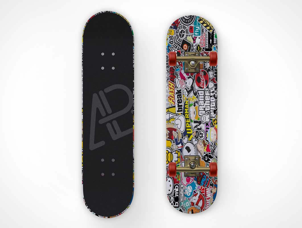 Skateboard Grip Tape Surface & Undercarriage Kit PSD Mockup