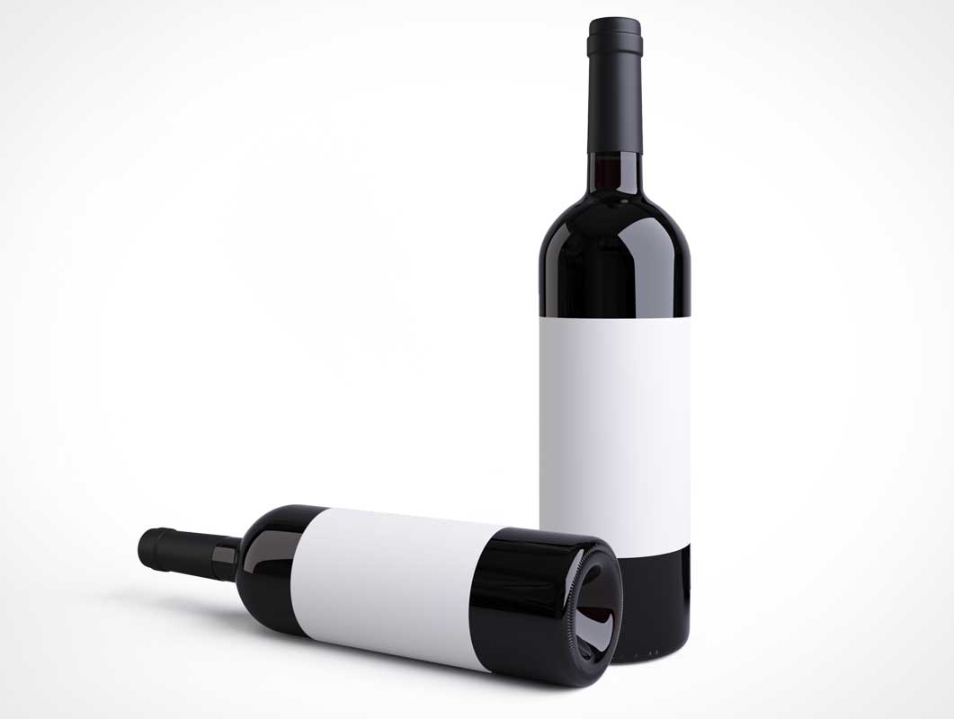 Dark Wine Glass Bottle & Punt PSD Mockup