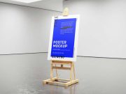 Painter's Easel In Empty Exhibition Gallery PSD Mockup