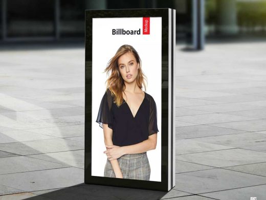 Portrait Mode Outdoor Billboard Poster PSD Mockup