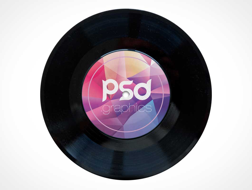 Black Vinyl Music Record PSD Mockup