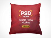 Square Throw Cushion Pillow Cover PSD Mockup