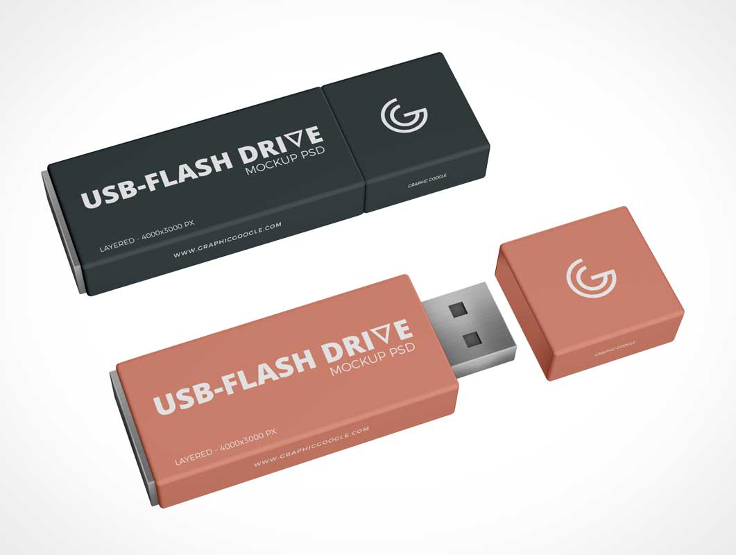 USB Flash Storage Stick Drive PSD Mockup