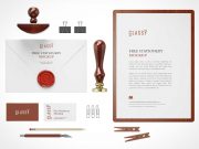 Corporate Stationery Letterhead, Stamp, Business Cards & Envelope PSD Mockup