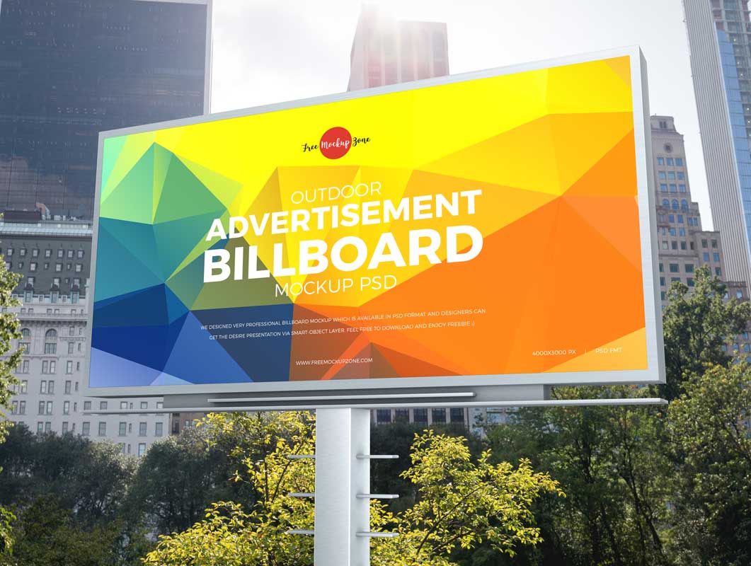 Downtown Outdoor Billboard Advertising PSD Mockup