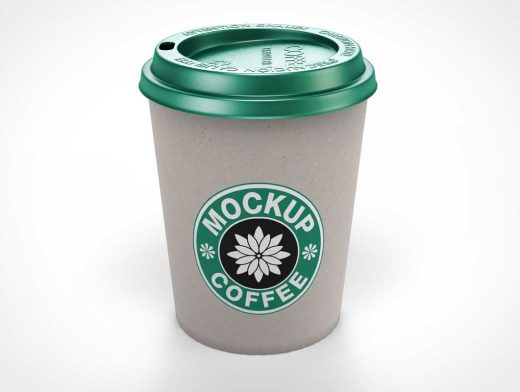 Recycled Paper Coffee Cup & Plastic Sip Lid PSD Mockup