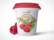 Yogurt Plastic Container Cup & Lid PSD Mockup