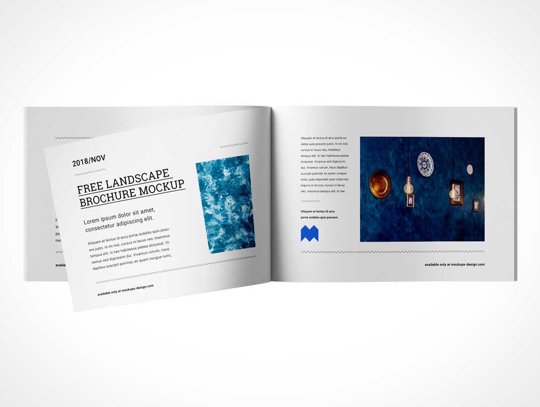 7 Landscape Brochure Booklets Front & Back Covers PSD Mockup