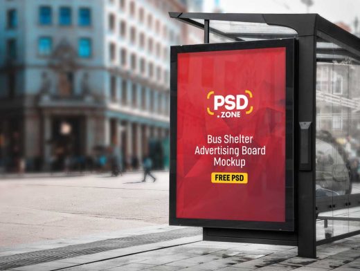 Bus Stop Shelter & Poster Advertising PSD Mockup