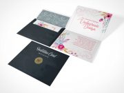 Folded A2 Invitation Card & Envelope PSD Mockup
