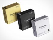 Low Profile Square Gift Boxes PSD Mockup