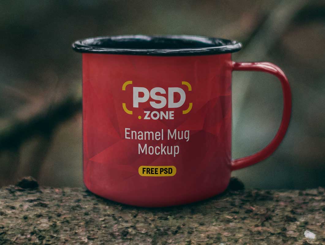 Outdoor Enamel Tin Camping Mug PSD Mockup