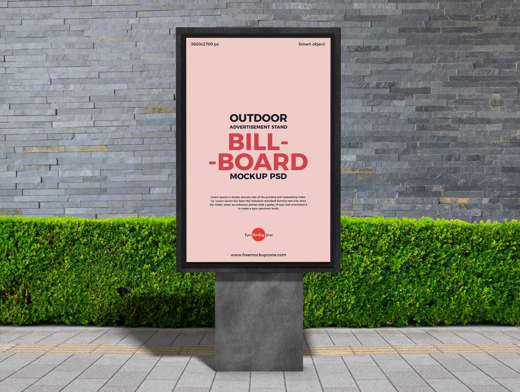 Outdoor Framed Billboard Advertising Poster PSD Mockup