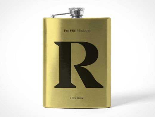 6oz Stainless Steel Hip Flask PSD Mockup