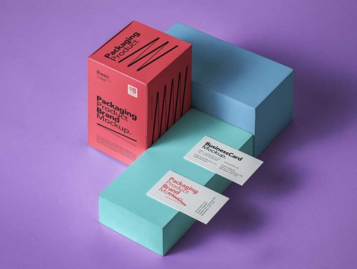 Business Card Box Packaging PSD Mockup