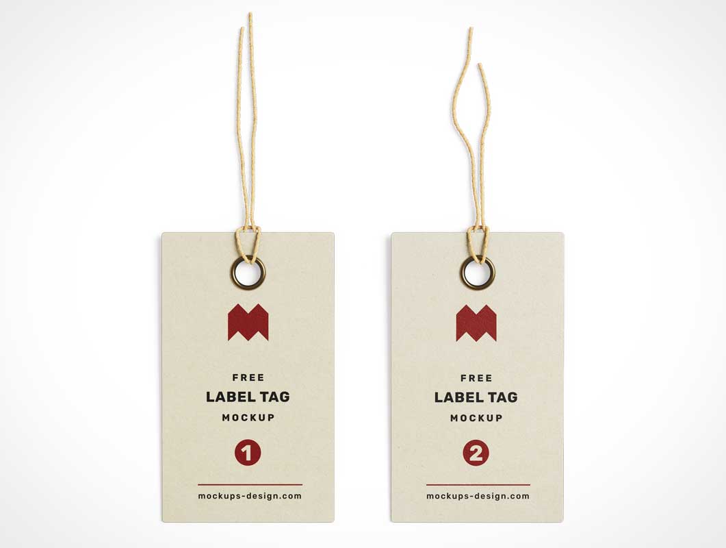 Clothing Store Label Tag Grommet & String PSD Mockup