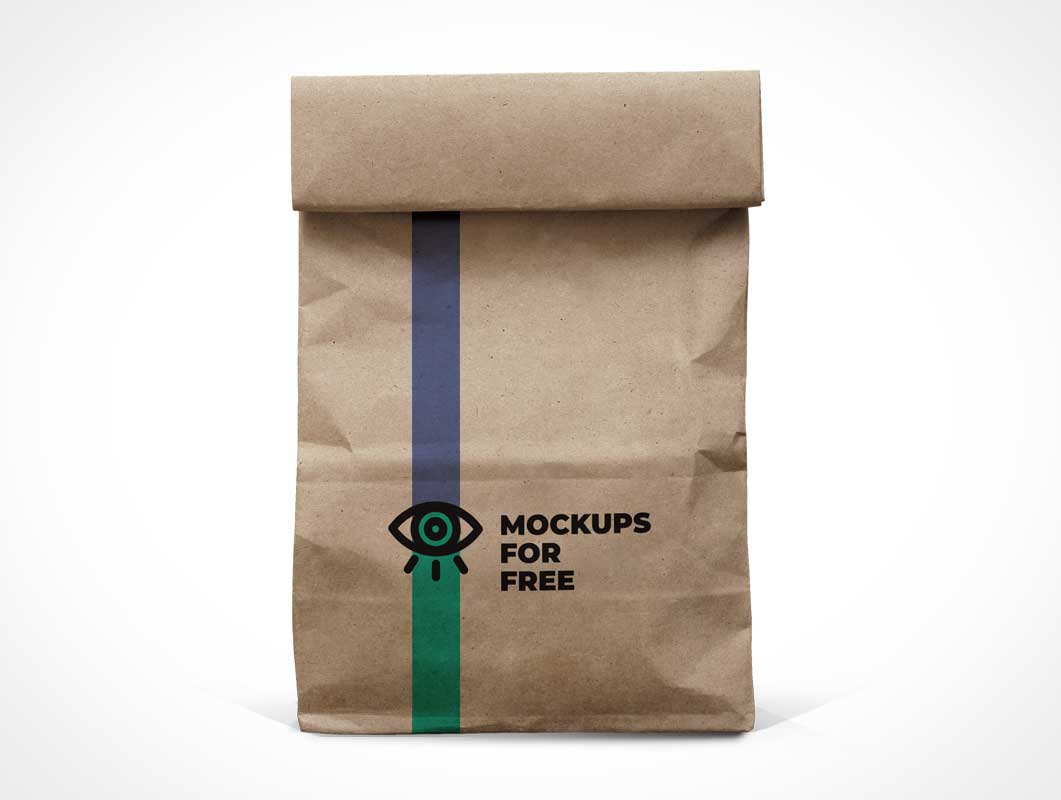 Recycled Paper Lunch Bag PSD Mockup