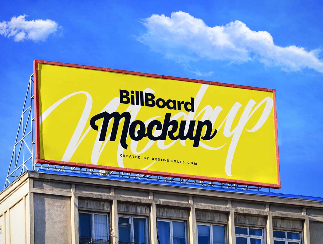 Rooftop Landscape Billboard Advertisement PSD Mockup