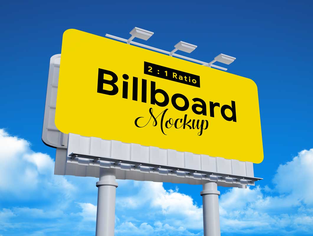 Advertising Outdoor Landscape Billboard & Lights PSD Mockup