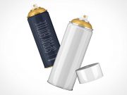 Aerosol Spray Cans & Plastic Cap PSD Mockup