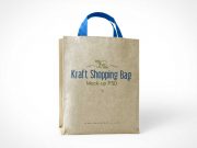 Kraft Recycled Paper Bag & Handles PSD Mockup