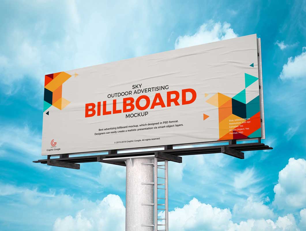 Landscape Paper Billboard Ad PSD Mockup