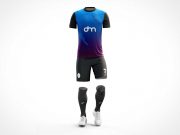 Soccer Uniform T-Shirt, Shorts, Socks & Shoes PSD Mockup