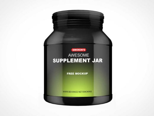 Sports Protein Supplement Container Jar PSD Mockup