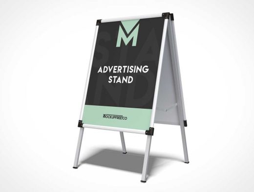 Storefront Display Stand Signboard PSD Mockup
