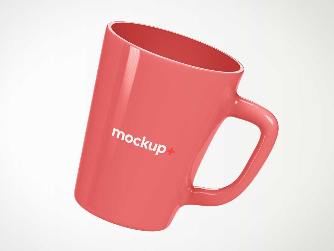 Tapered Glazed Ceramic Coffee Mug PSD Mockup