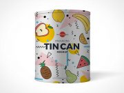 Tin Cylinder Container PSD Mockup