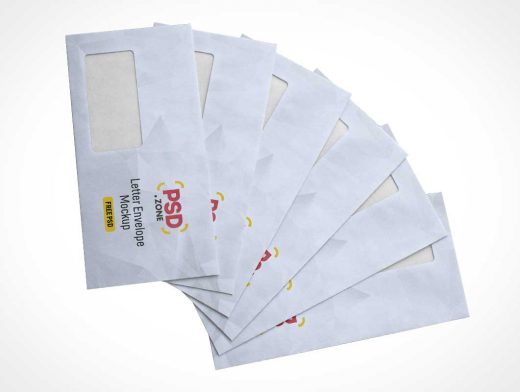 Windowed Stationery Envelopes PSD Mockup