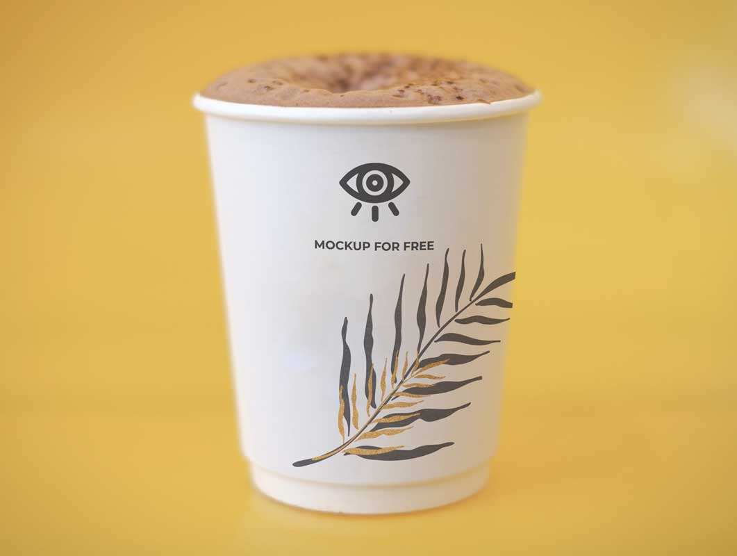 Cappuccino & Foam Paper Cup PSD Mockup